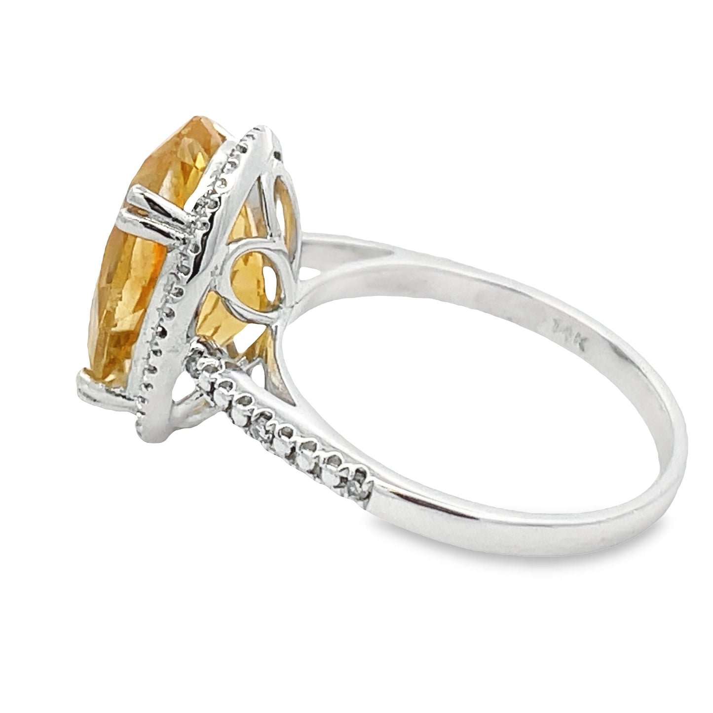Natural 5.17ct Citrine Diamond Ring 14KT White Gold Bids.com