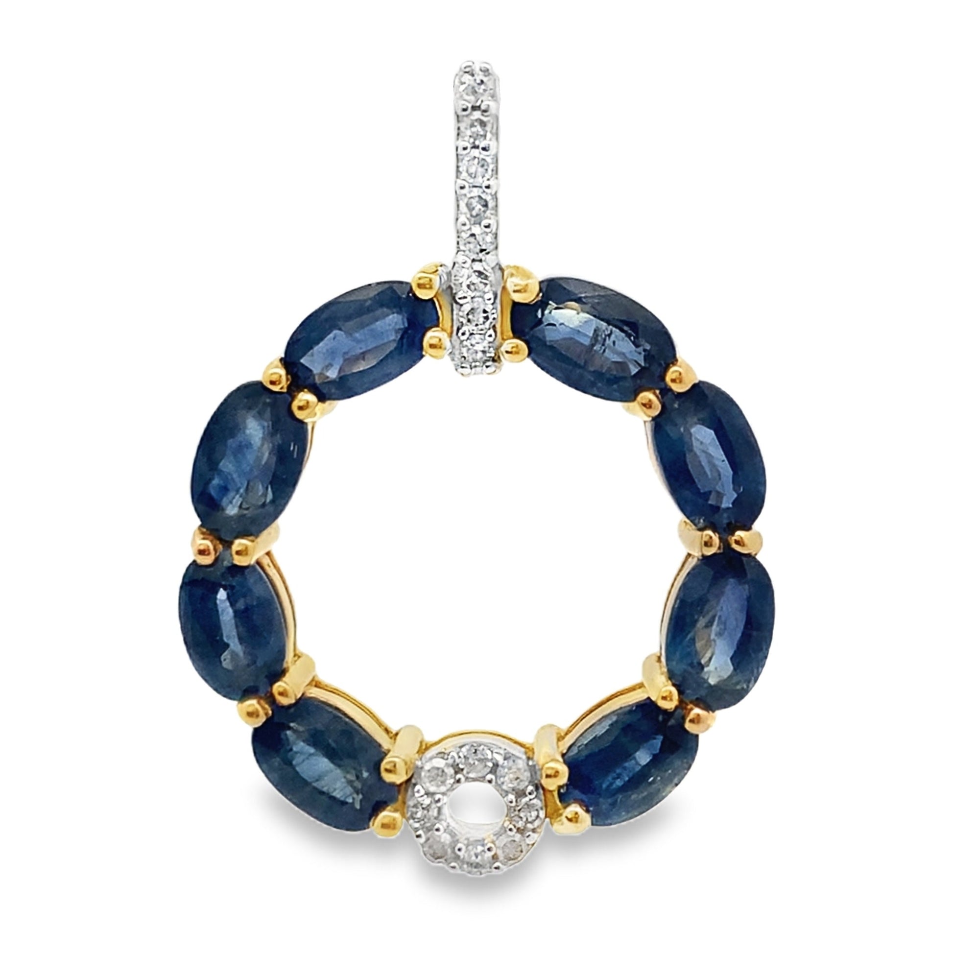 Sapphire Diamond Fashion Pendants 14KT Yellow Gold Bids.com