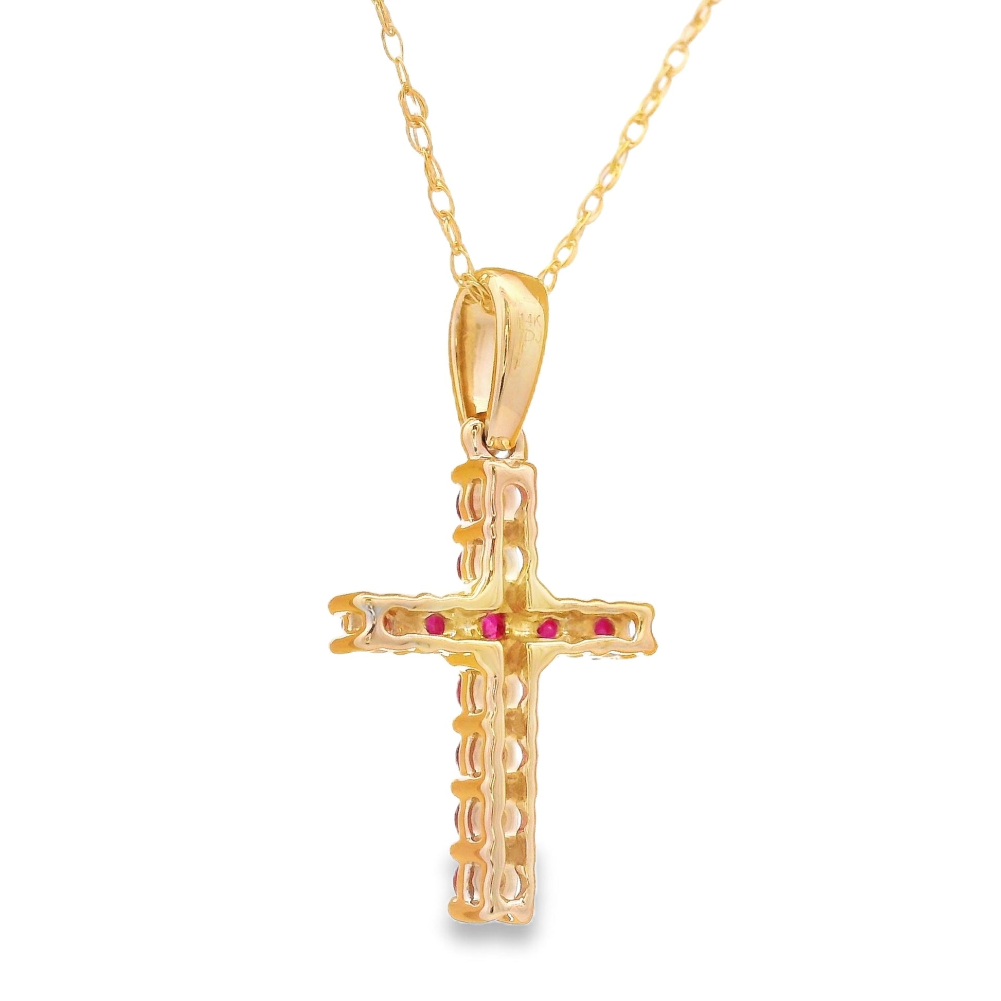 .29ct Ruby Cross Religious Pendant 14KT Yellow Gold Bids.com