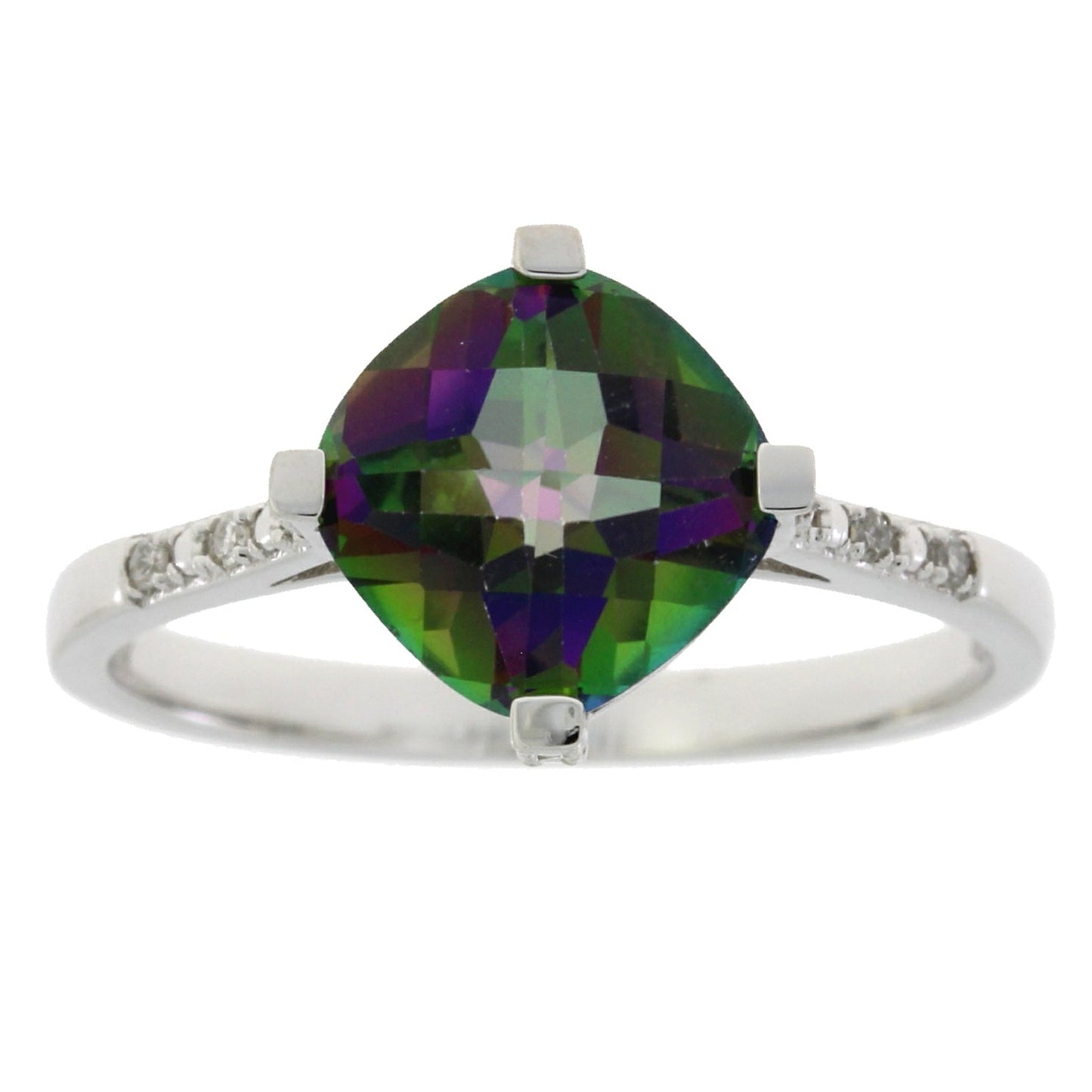 1.25ct Mystic Fire Topaz Diamond Ring 10KT White Gold Bids.com