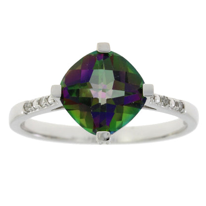 1.25ct Mystic Fire Topaz Diamond Ring 10KT White Gold Bids.com