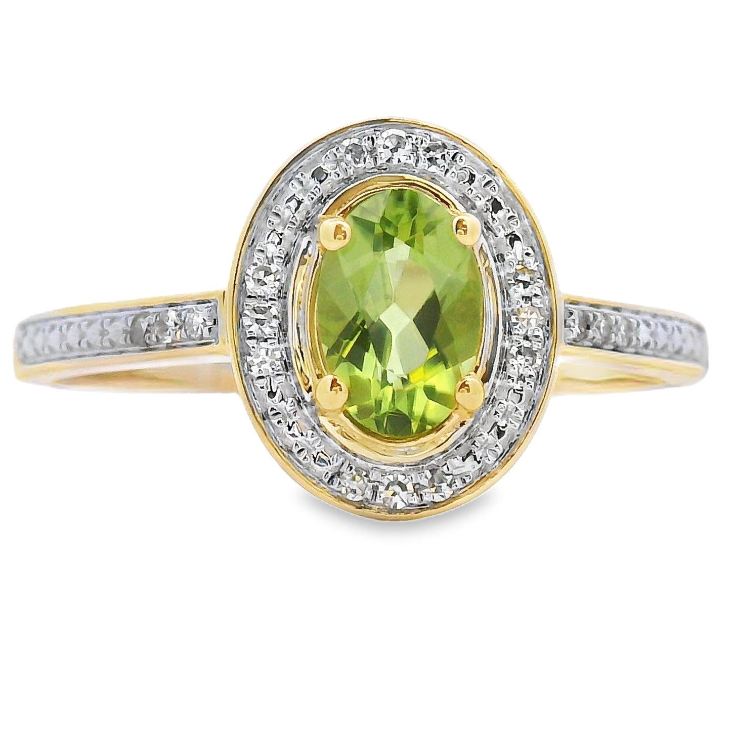 Genuine .55ct Peridot Diamond Ring 10KT Yellow Gold Bids.com