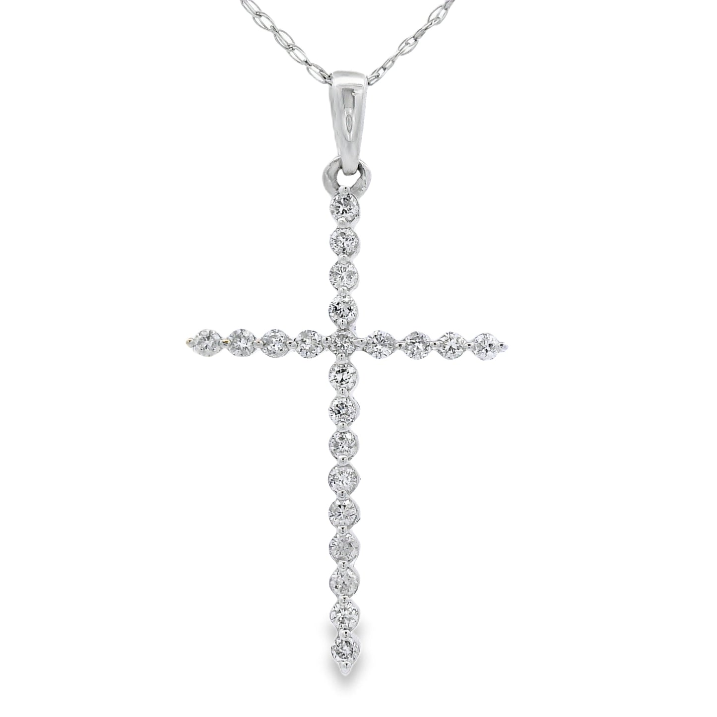.21ct Diamond Cross Religious Pendant 14KT White Gold Bids.com
