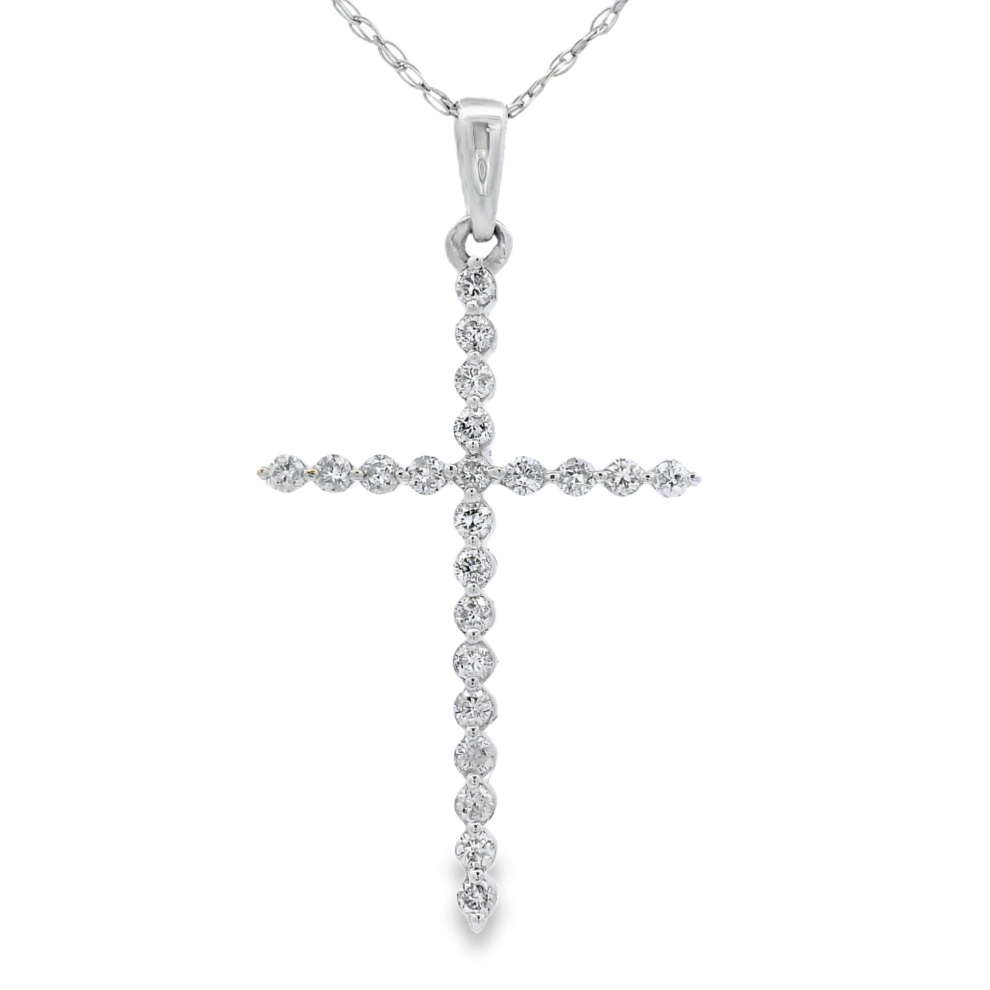 .21ct Diamond Cross Religious Pendant 14KT White Gold Bids.com