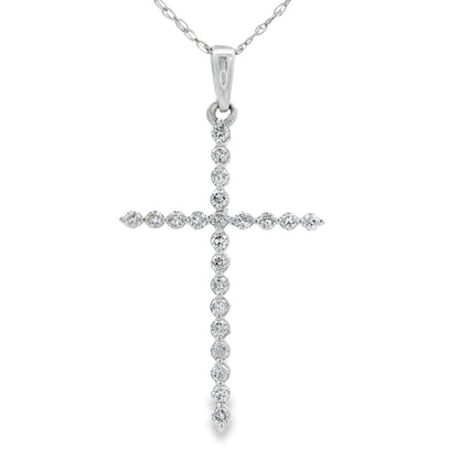 .21ct Diamond Cross Religious Pendant 14KT White Gold Bids.com