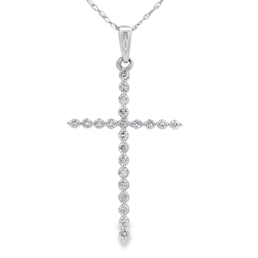 .21ct Diamond Cross Religious Pendant 14KT White Gold Bids.com