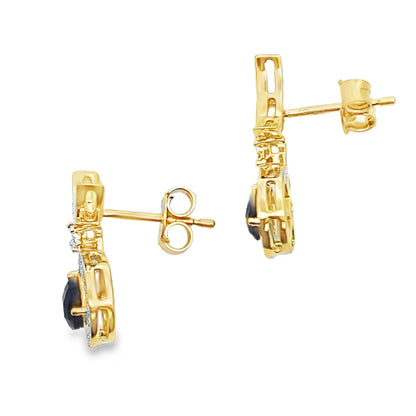 .55ct Onyx Diamond Dangle Earrings 10KT Yellow Gold Bids.com