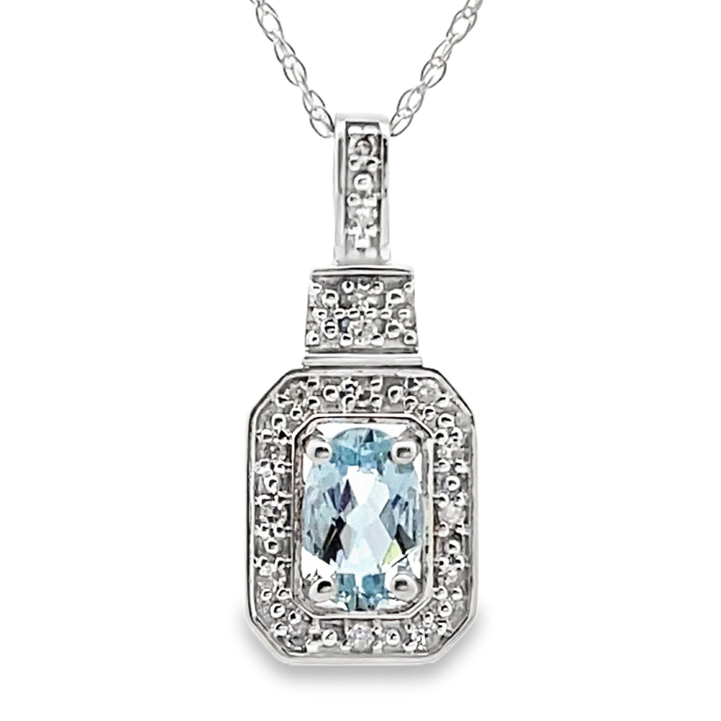 Aquamarine Diamond Fashion Pendants 10KT White Gold Bids.com