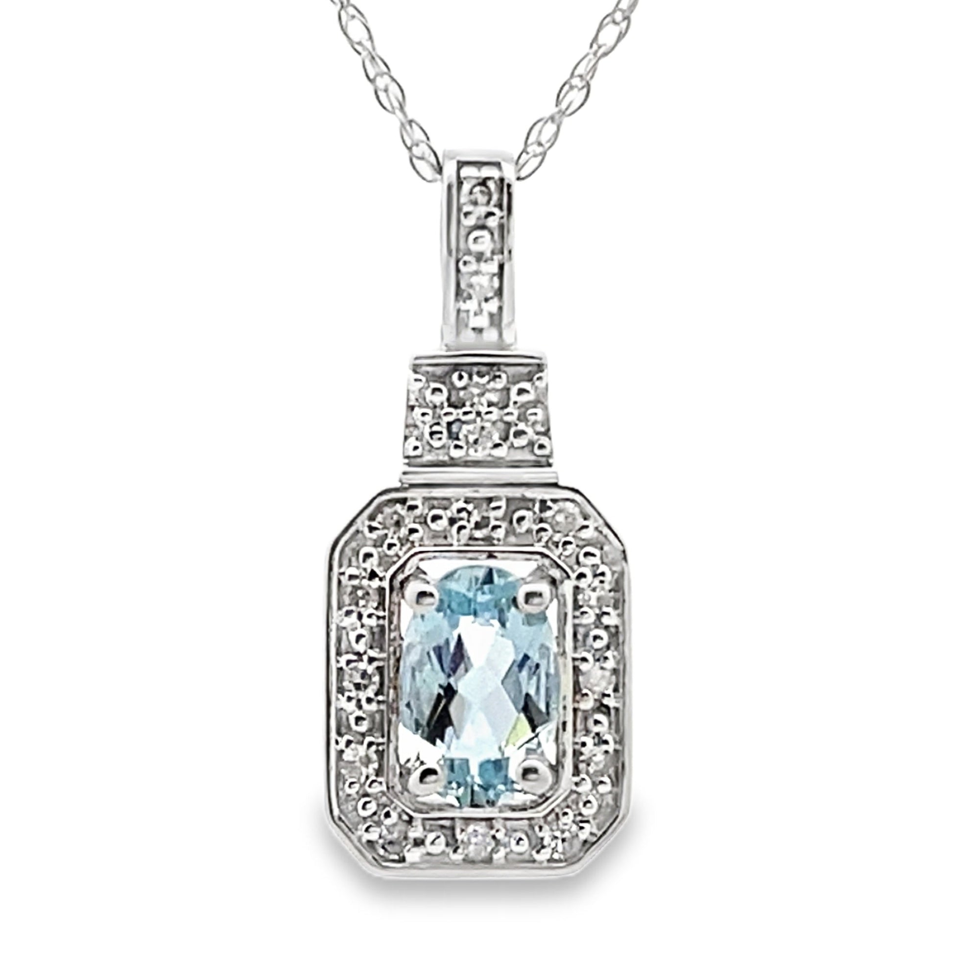 Aquamarine Diamond Fashion Pendants 10KT White Gold Bids.com