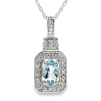 Aquamarine Diamond Fashion Pendants 10KT White Gold Bids.com