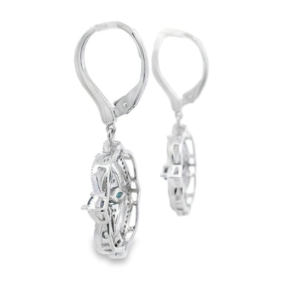 2.04ct Sapphire Diamond Dangle Earrings 14KT White Gold Bids.com