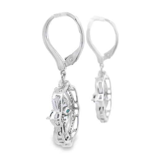 2.04ct Sapphire Diamond Dangle Earrings 14KT White Gold Bids.com