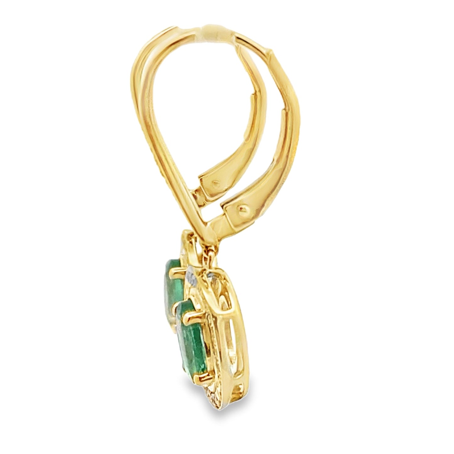 .90ct Emerald Diamond Dangle Earrings 10KT Yellow Gold Bids.com