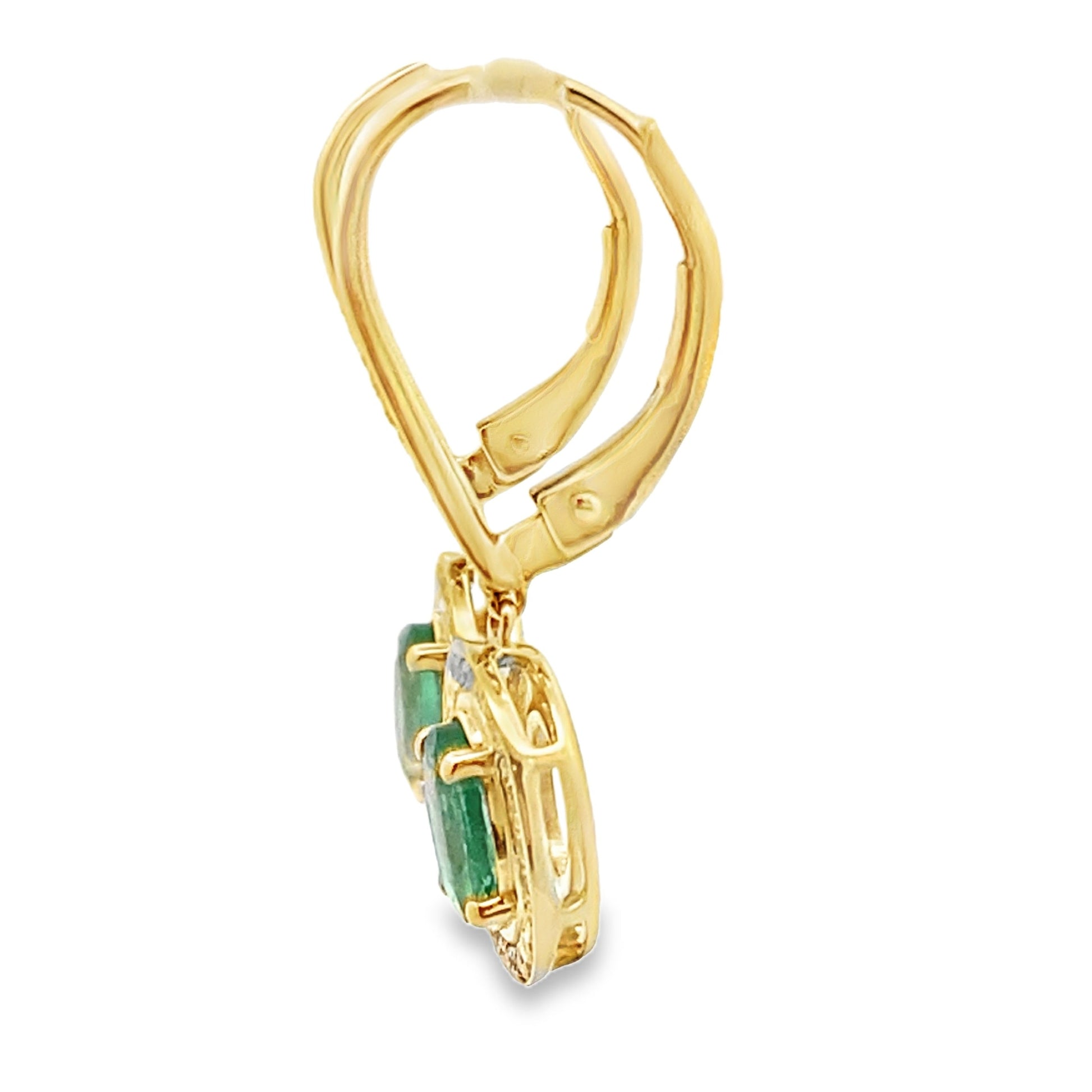 .90ct Emerald Diamond Dangle Earrings 10KT Yellow Gold Bids.com