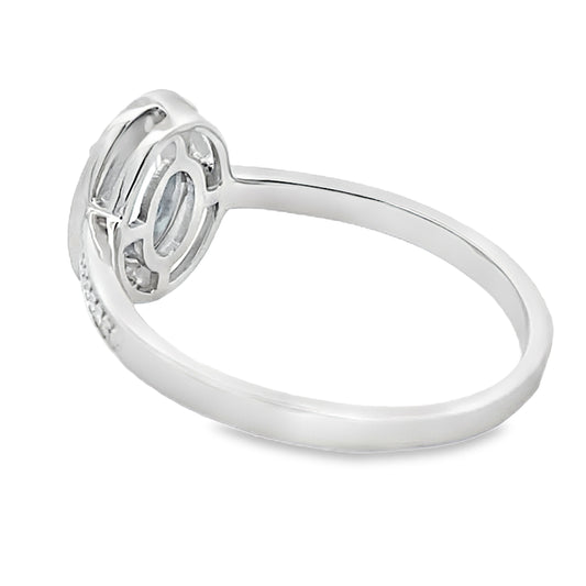 Natural .40ct Aquamarine Diamond Ring 10KT White Gold Bids.com
