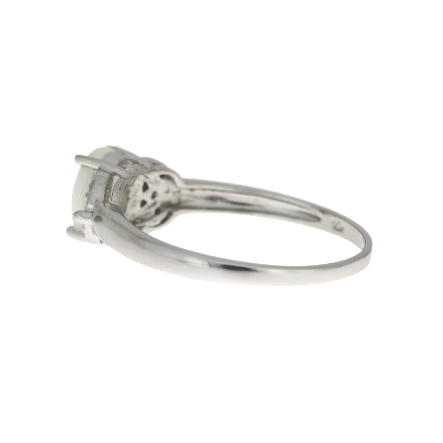 Natural .01ct Opal Diamond Ring 10KT White Gold Bids.com