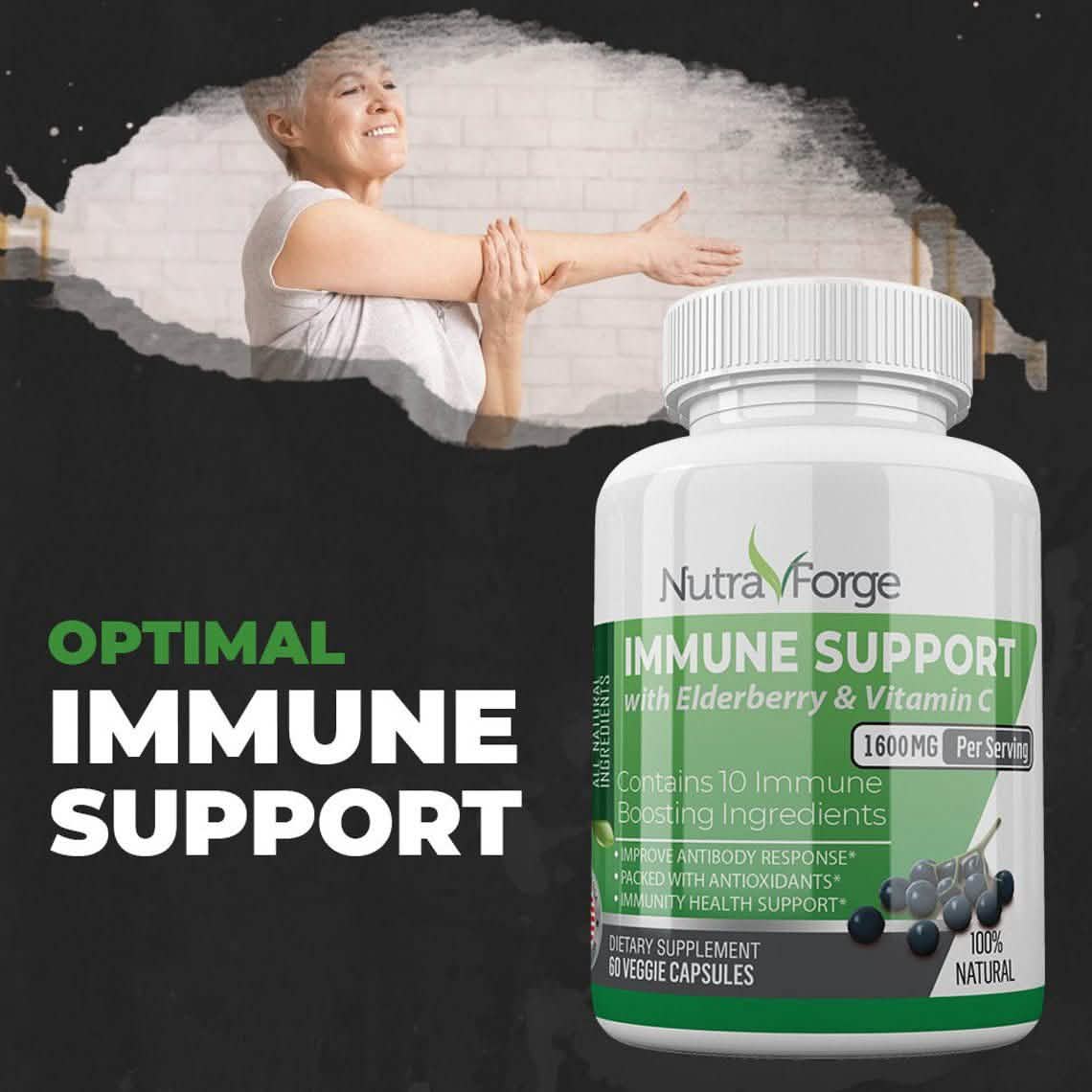 Immune Support Supplement with Elderberry, Vitamin C, Echinacea, Zinc, Garlic, Turmeric 1600mg NON GMO, GMP DailySale