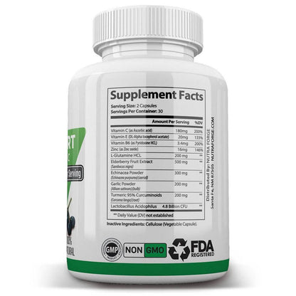 Immune Support Supplement with Elderberry, Vitamin C, Echinacea, Zinc, Garlic, Turmeric 1600mg NON GMO, GMP DailySale