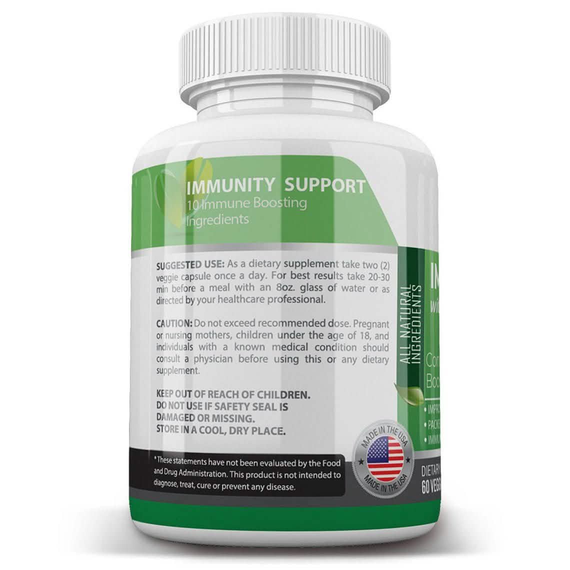 Immune Support Supplement with Elderberry, Vitamin C, Echinacea, Zinc, Garlic, Turmeric 1600mg NON GMO, GMP DailySale