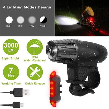 iMounTEK Bike Front Flashlight IPX4 Water-Resistant with Tail Warning/Safety LED Lamp DailySale