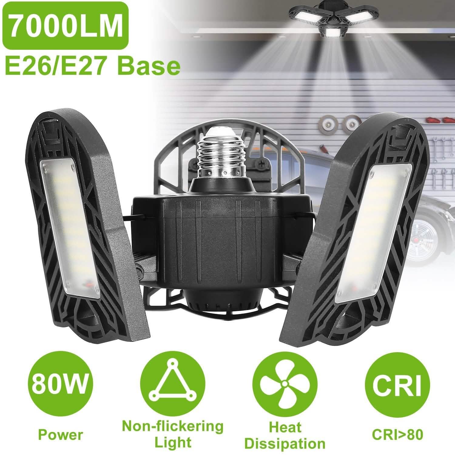 iMounTEK E26 /E27 80W 7000LM 6500K LED Garage Ceiling Light DailySale