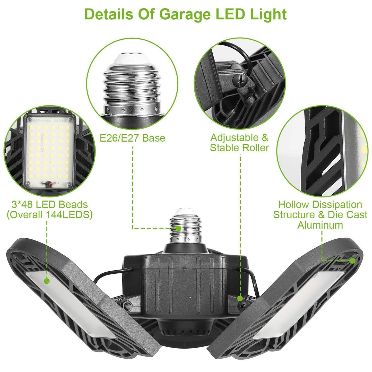 iMounTEK E26 /E27 80W 7000LM 6500K LED Garage Ceiling Light DailySale