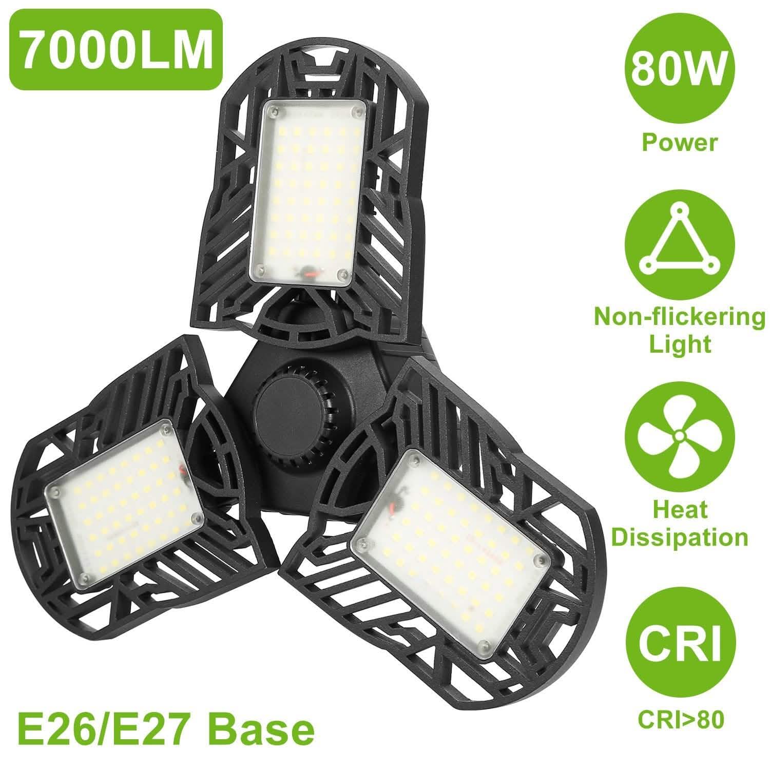 iMounTEK E26 /E27 80W 7000LM 6500K LED Garage Ceiling Light DailySale