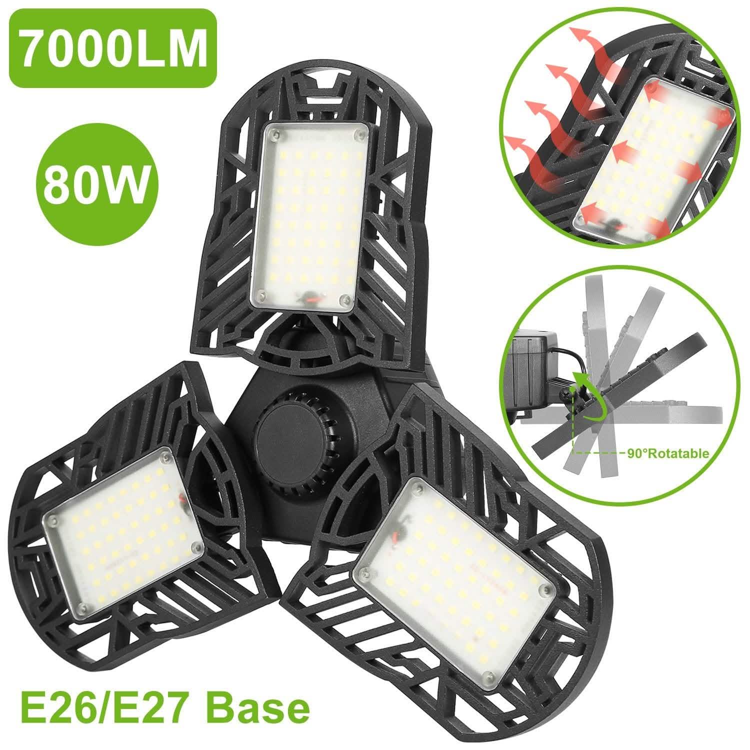iMounTEK E26 /E27 80W 7000LM 6500K LED Garage Ceiling Light DailySale