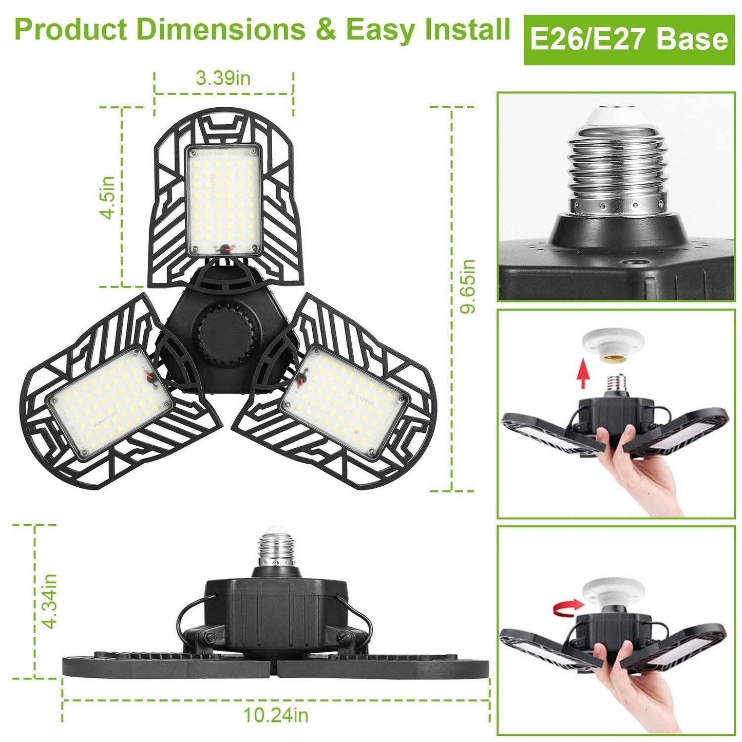 iMounTEK E26 /E27 80W 7000LM 6500K LED Garage Ceiling Light DailySale