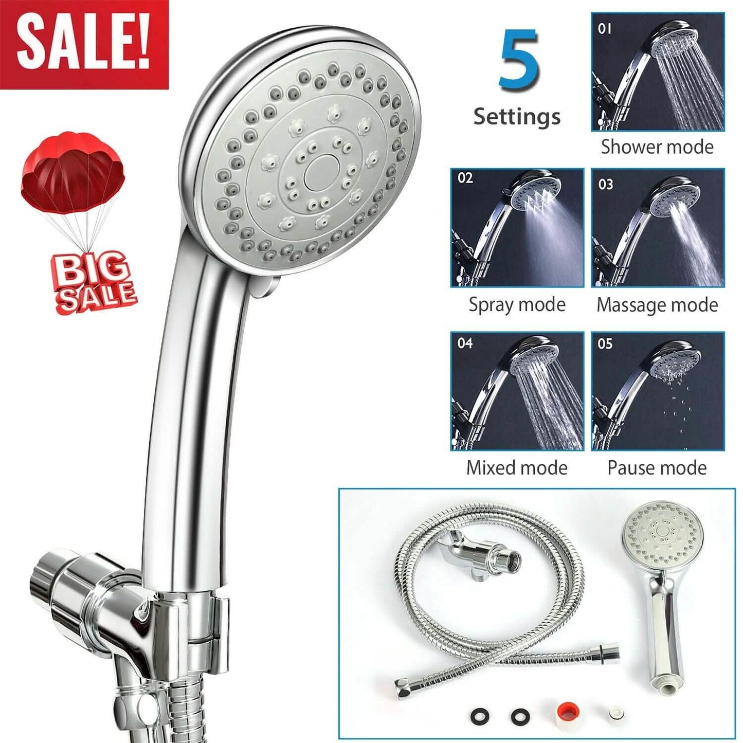 iMountek Handheld Stainless Shower Hand DailySale