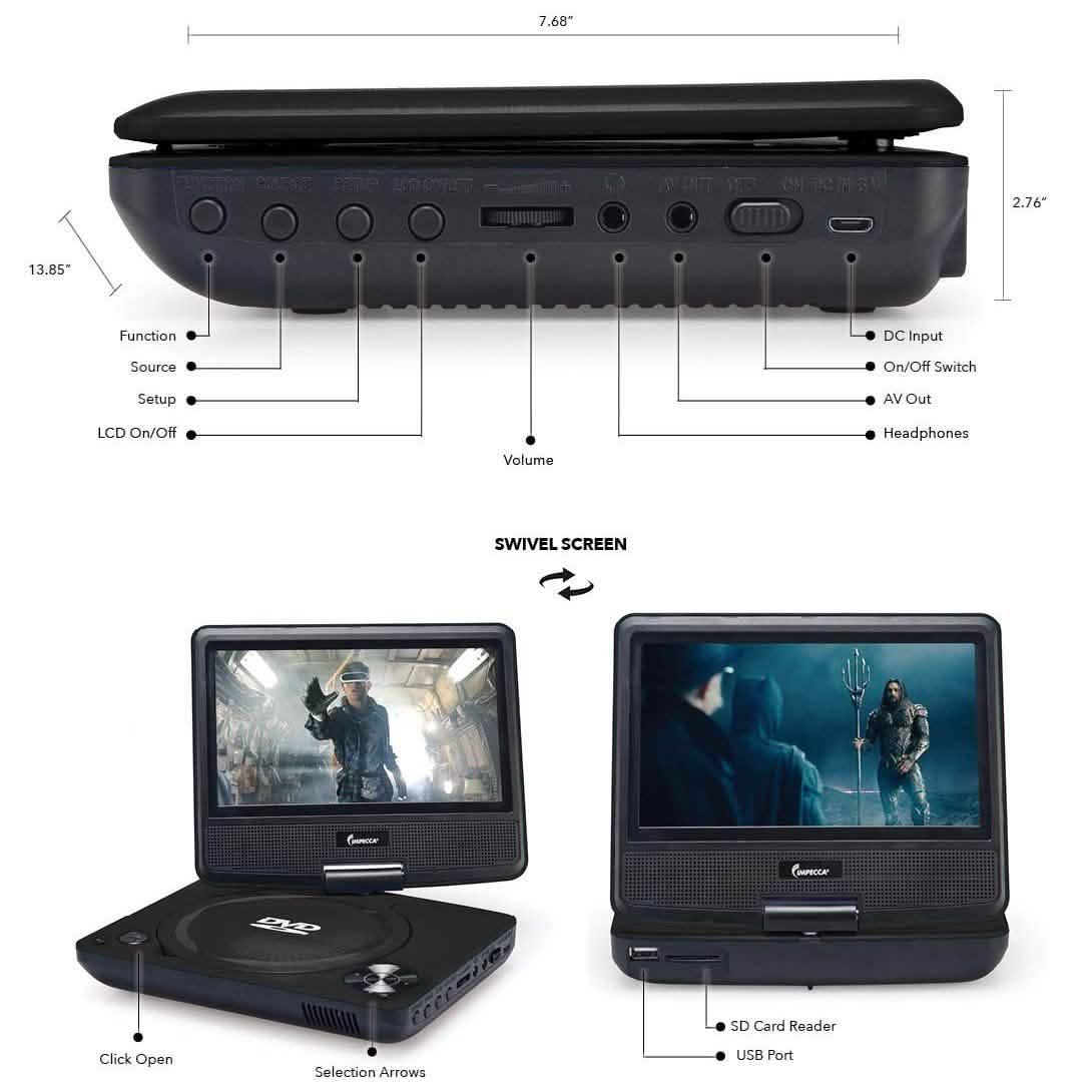 Impecca Portable DVD Player Swivel Screen DailySale