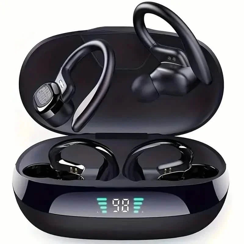 In-Ear Headphones With Noise Cancelling Mic, Sport Earhook & LED Display DailySale