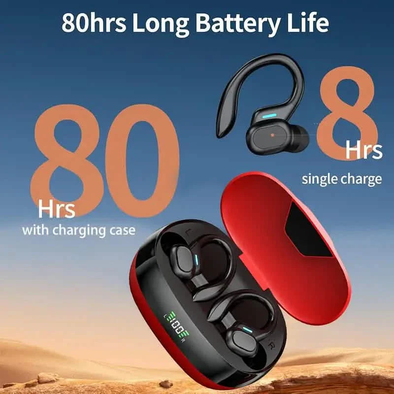 In-Ear Headphones With Noise Cancelling Mic, Sport Earhook & LED Display DailySale