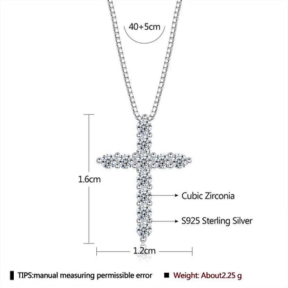 INALIS - 925 Sterling Silver Classic Cross Cubic Zirconia Necklace DailySale
