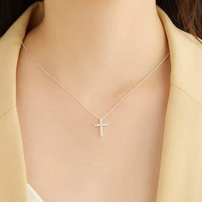 INALIS - 925 Sterling Silver Classic Cross Cubic Zirconia Necklace DailySale