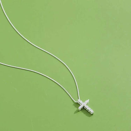 INALIS - 925 Sterling Silver Classic Cross Cubic Zirconia Necklace DailySale