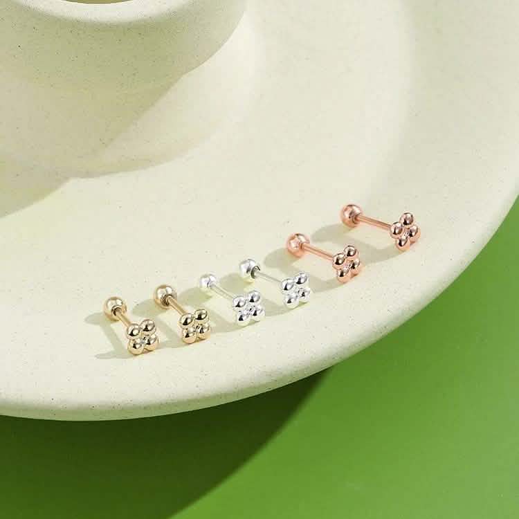 INALIS 925 Sterling Silver Minimalist Small Cute Stud Cross Flower Earrings DailySale