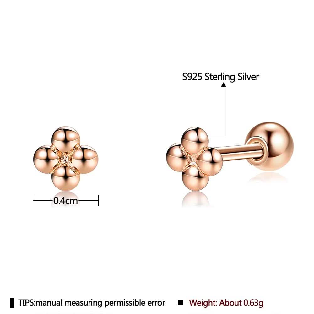 INALIS 925 Sterling Silver Minimalist Small Cute Stud Cross Flower Earrings DailySale