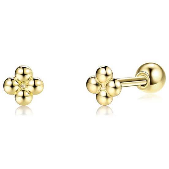 INALIS 925 Sterling Silver Minimalist Small Cute Stud Cross Flower Earrings DailySale