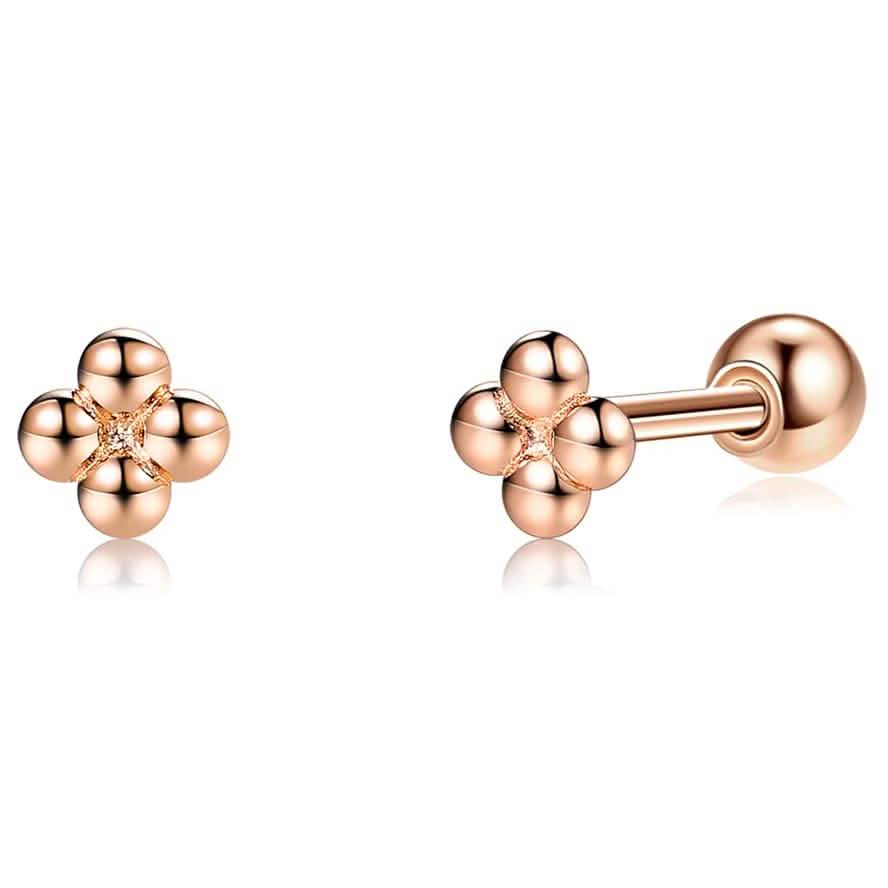 INALIS 925 Sterling Silver Minimalist Small Cute Stud Cross Flower Earrings DailySale