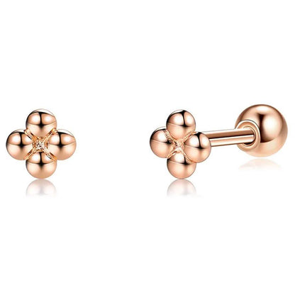 INALIS 925 Sterling Silver Minimalist Small Cute Stud Cross Flower Earrings DailySale