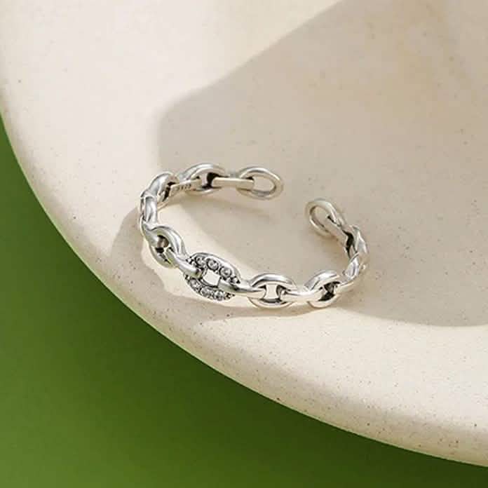 INALIS 925 Sterling Silver Opening Geometric Chain Ring for Women DailySale