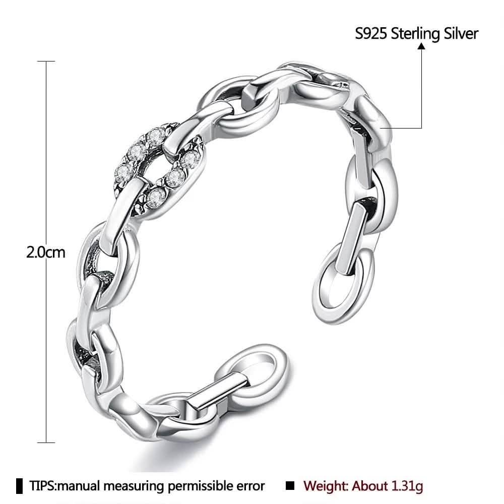 INALIS 925 Sterling Silver Opening Geometric Chain Ring for Women DailySale