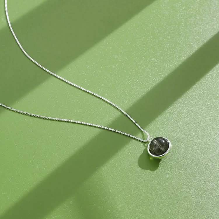 INALIS - 925 Sterling Silver Round Pendant Black Moonstone Necklace DailySale