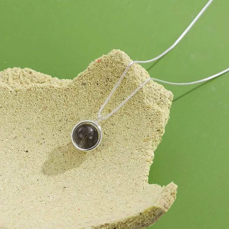 INALIS - 925 Sterling Silver Round Pendant Black Moonstone Necklace DailySale
