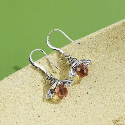 INALIS Bee Shaped 925 Sterling Silver Cubic Zirconia And Austria Crystal Earring DailySale