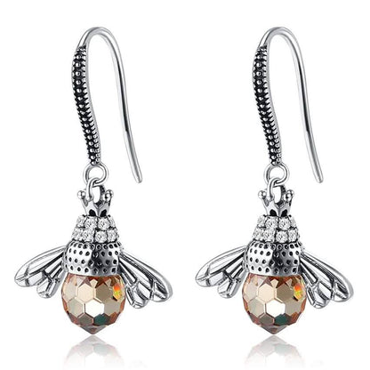 INALIS Bee Shaped 925 Sterling Silver Cubic Zirconia And Austria Crystal Earring DailySale