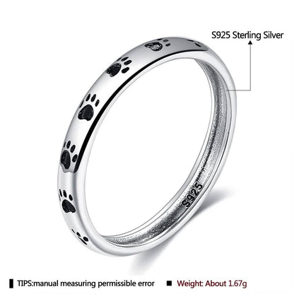 INALIS Cat Footprint 925 Sterling Silver Ring DailySale
