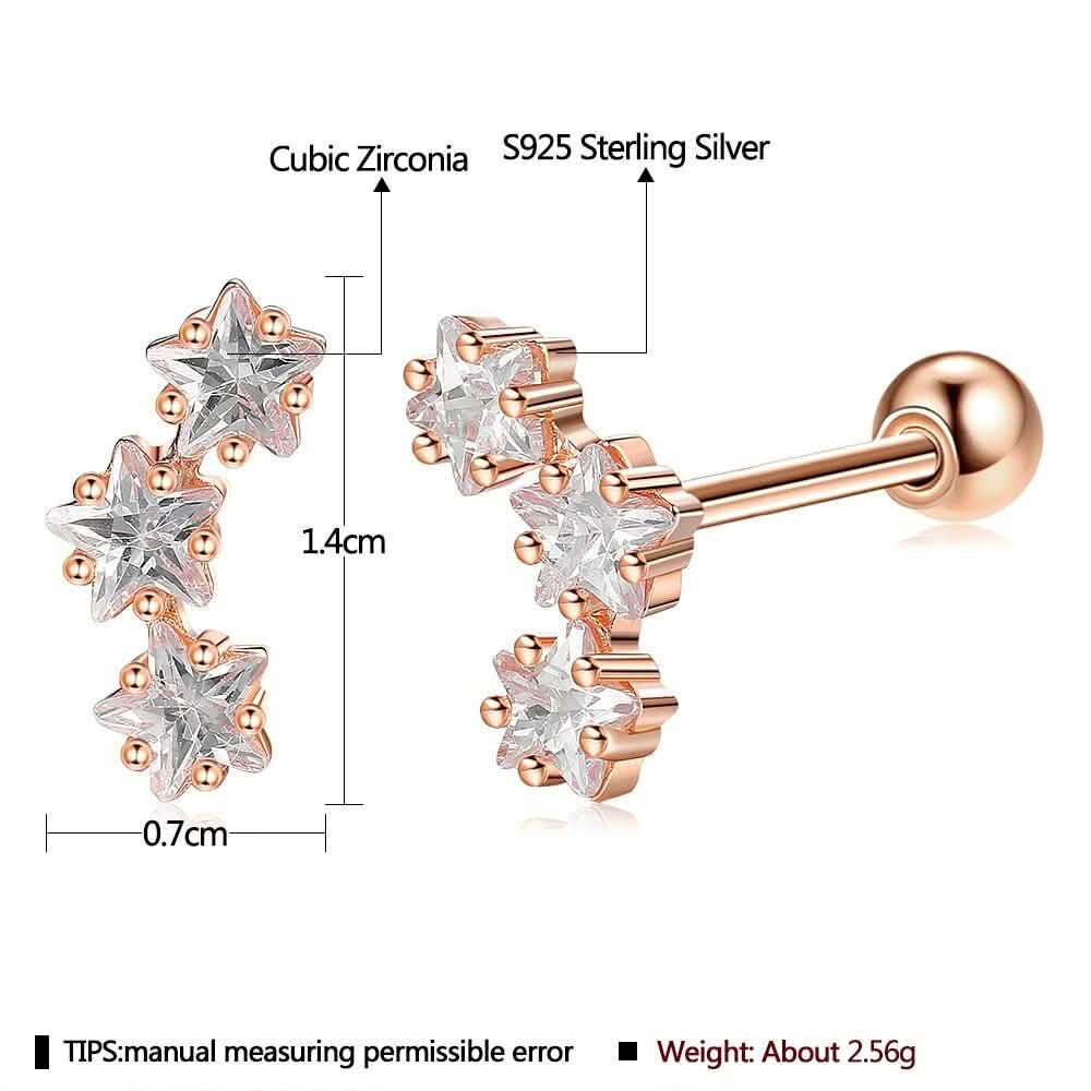 INALIS Romantic Star 925 Sterling Silver Stud Earrings DailySale