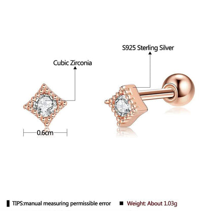 INALIS Square Shape 925 Sterling Silver Small Stud Earrings DailySale